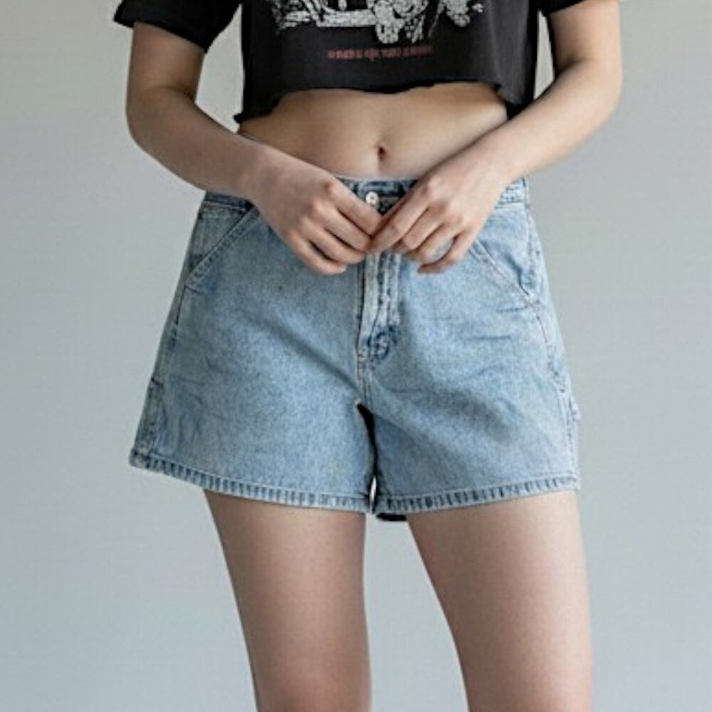 90s‎ l.e.i. Carpenter Mom Jean Shorts Denim Shorts Jrs Sz 7 Button Fly
